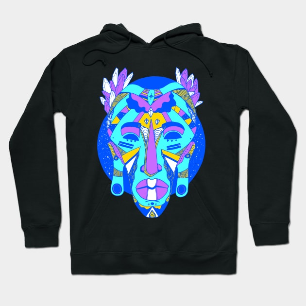 African Mask 1 - Blue Edition Hoodie by kenallouis